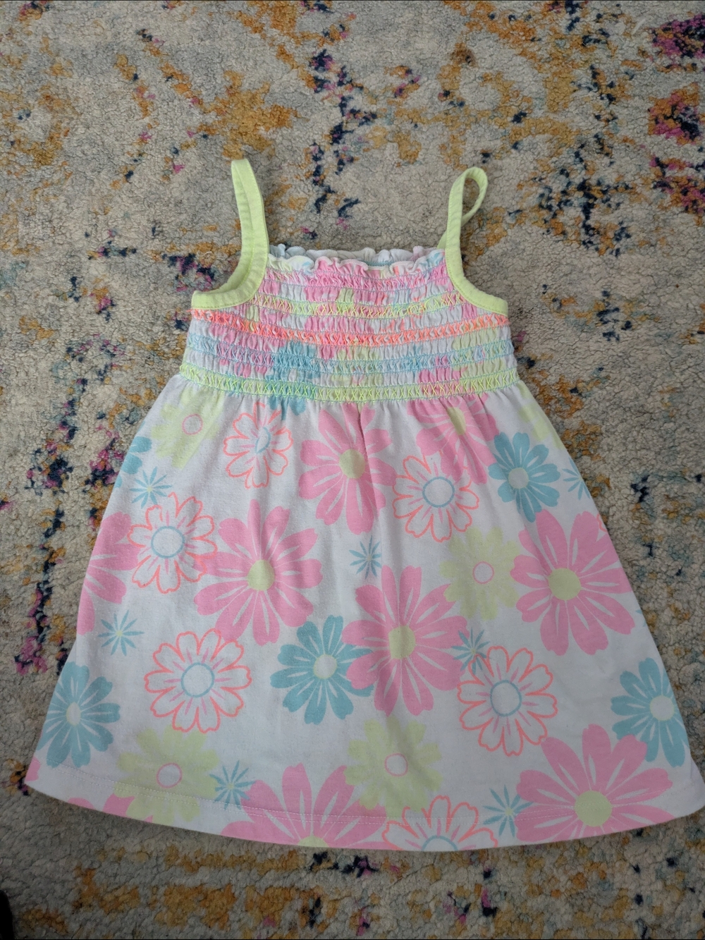 healthtex Pastel Floral Smocked Sundress in Pink, Blue & Yellow